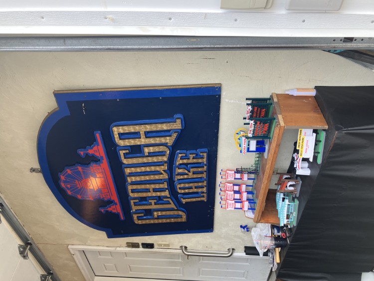 3-D Geauga Lake sign at Amusement Preservation Museum.